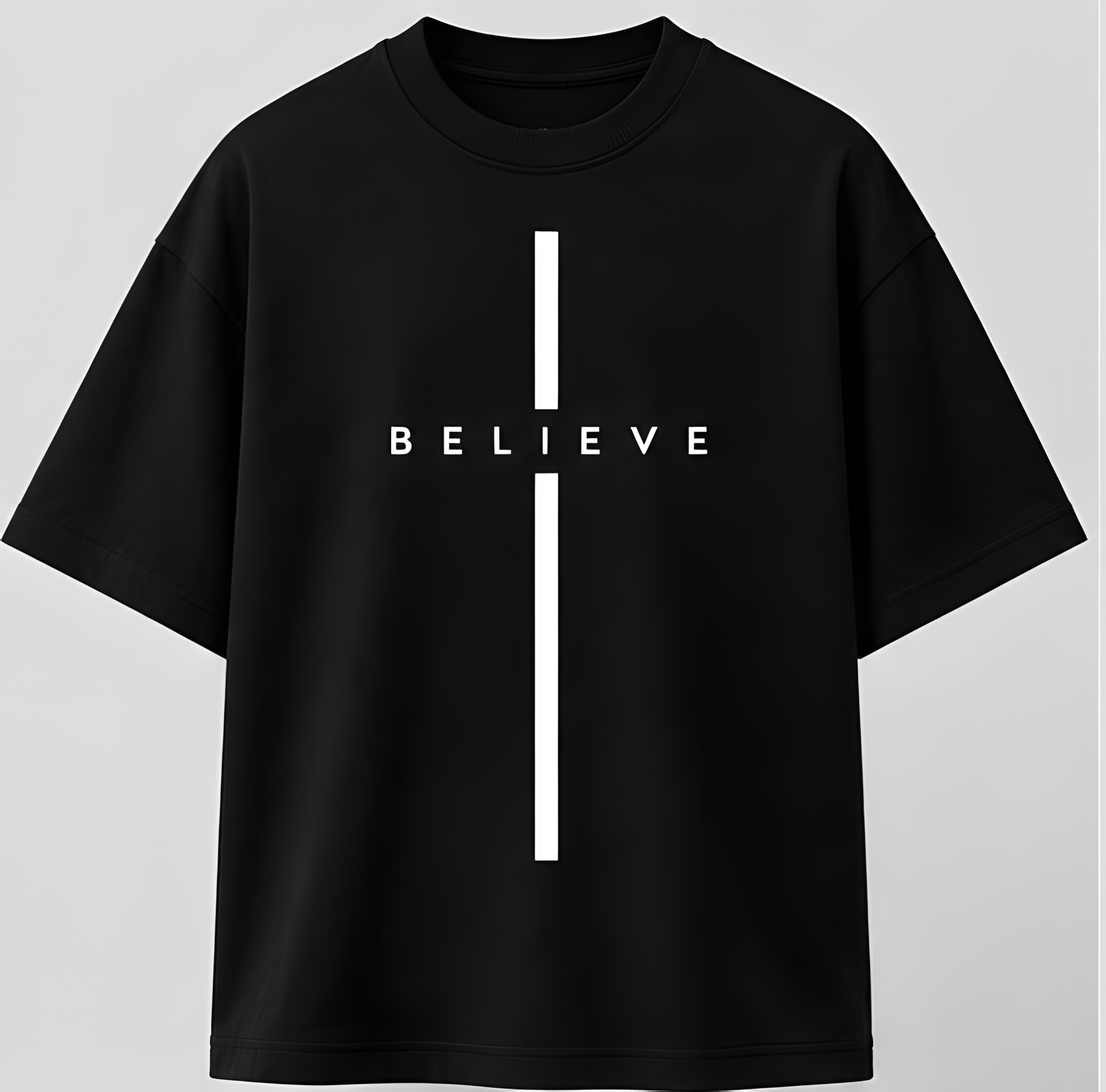 Believe Oversized Black T-Shirt