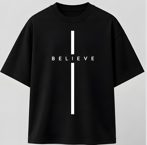 Believe Oversized Black T-Shirt