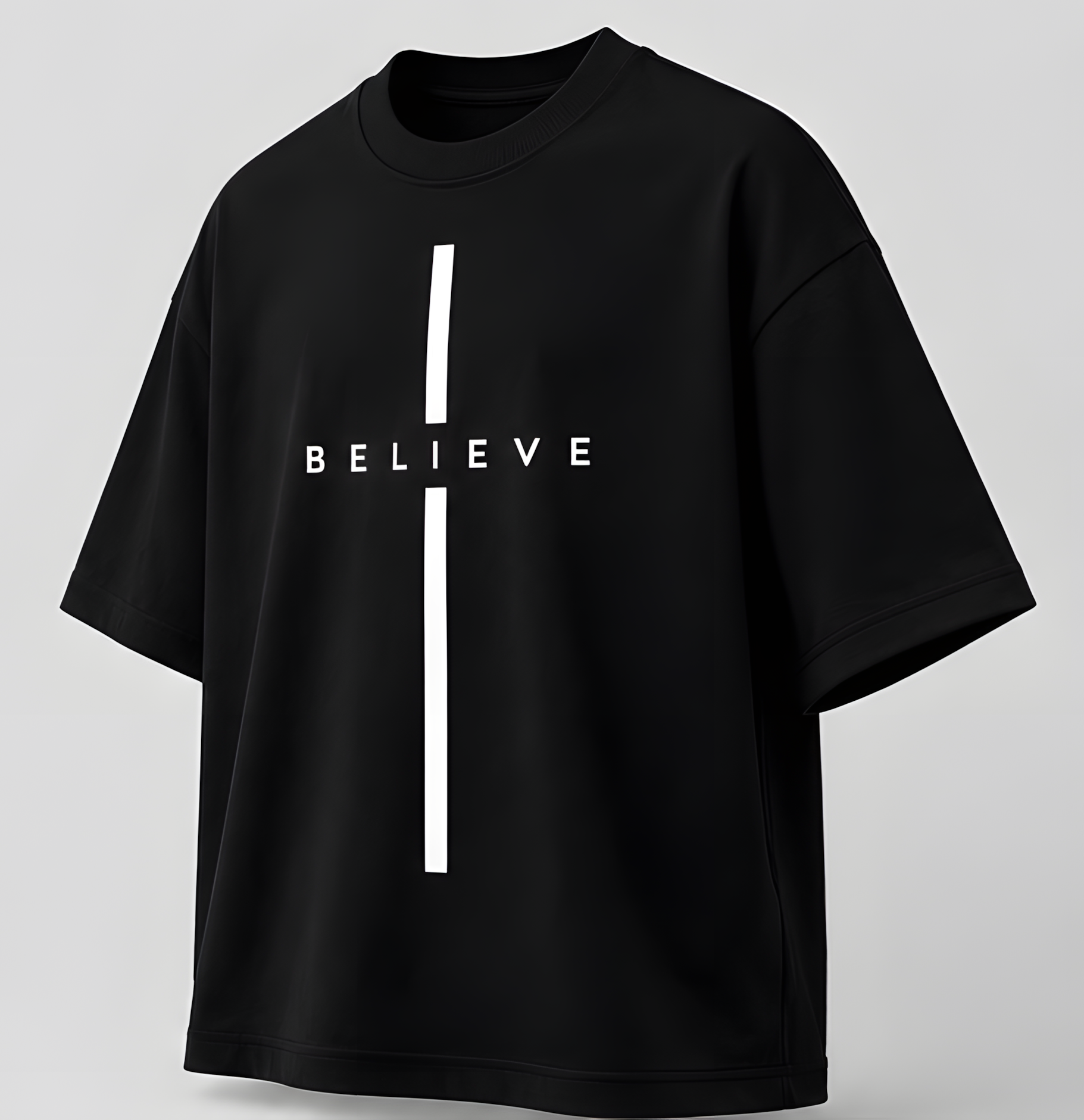 Believe Oversized Black T-Shirt