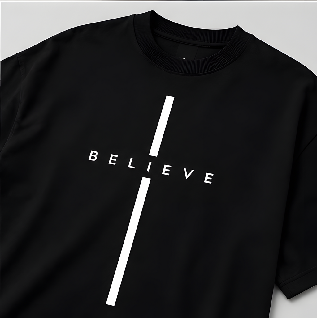 Believe Oversized Black T-Shirt