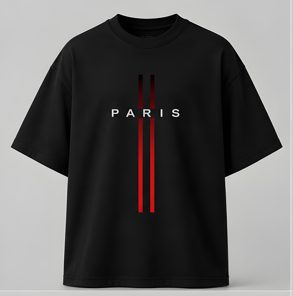 Paris Oversized Black T-Shirt