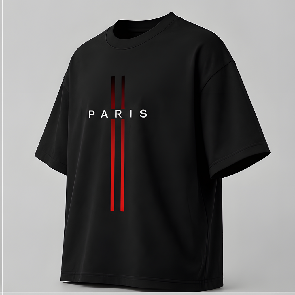 Paris Oversized Black T-Shirt