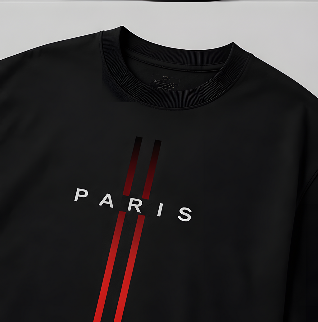 Paris Oversized Black T-Shirt