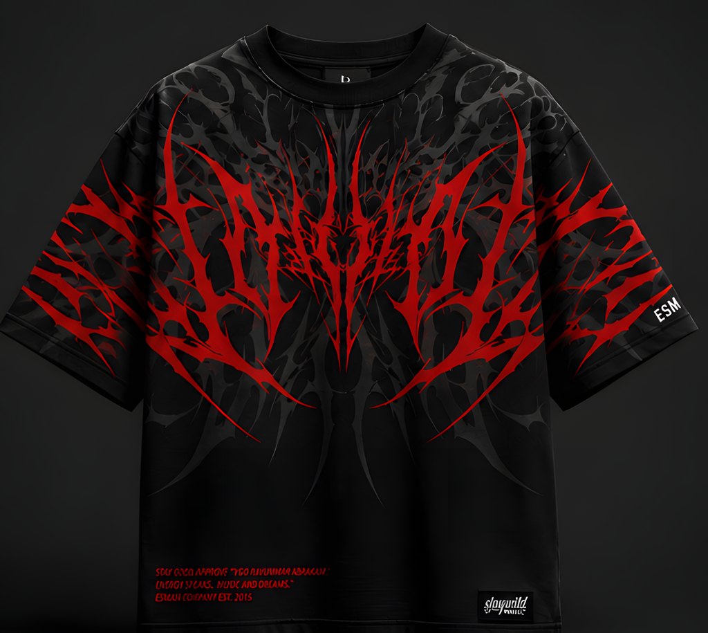 Inferno Tribal Oversized Black T-Shirt
