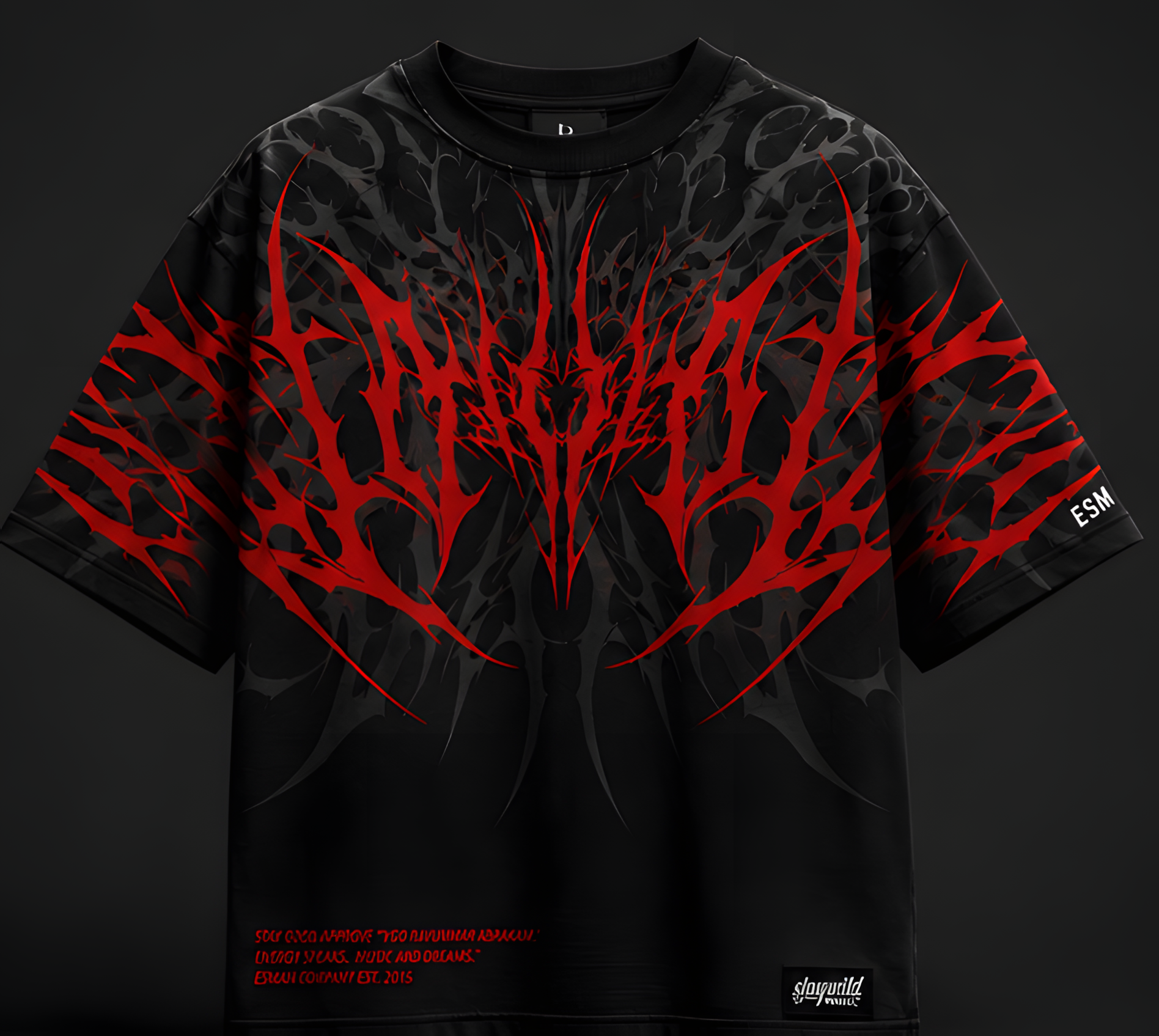Inferno Tribal Oversized Black T-Shirt