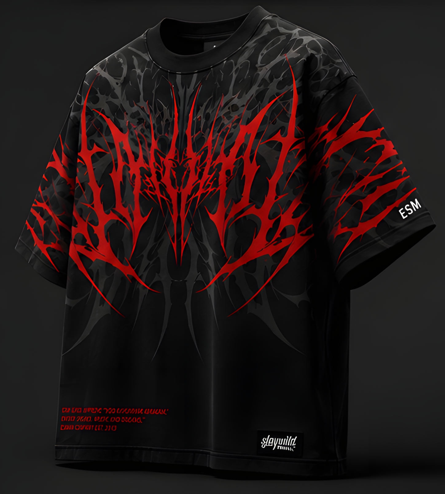 Inferno Tribal Oversized Black T-Shirt