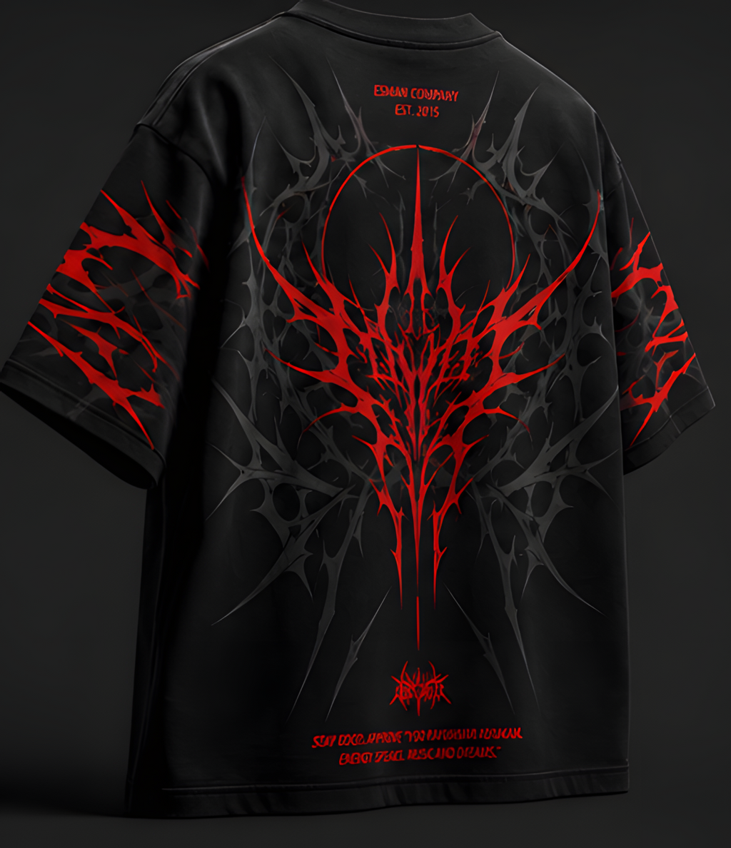 Inferno Tribal Oversized Black T-Shirt