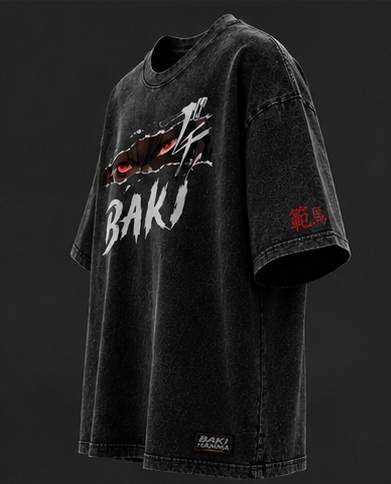 Baki Printed Oversized Black T-Shirt