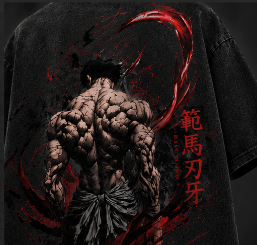 Baki Printed Oversized Black T-Shirt