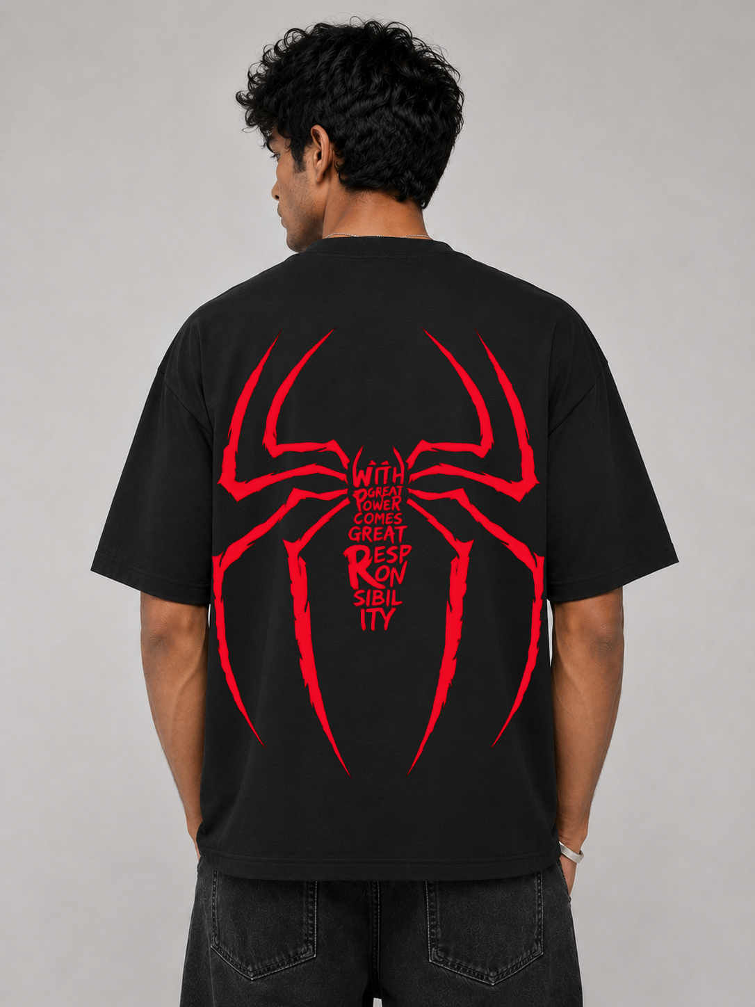 Spiderman Black Oversized T-shirt
