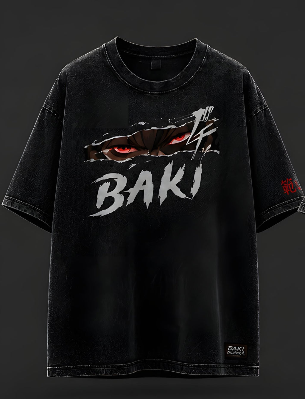 Baki Printed Oversized Black T-Shirt