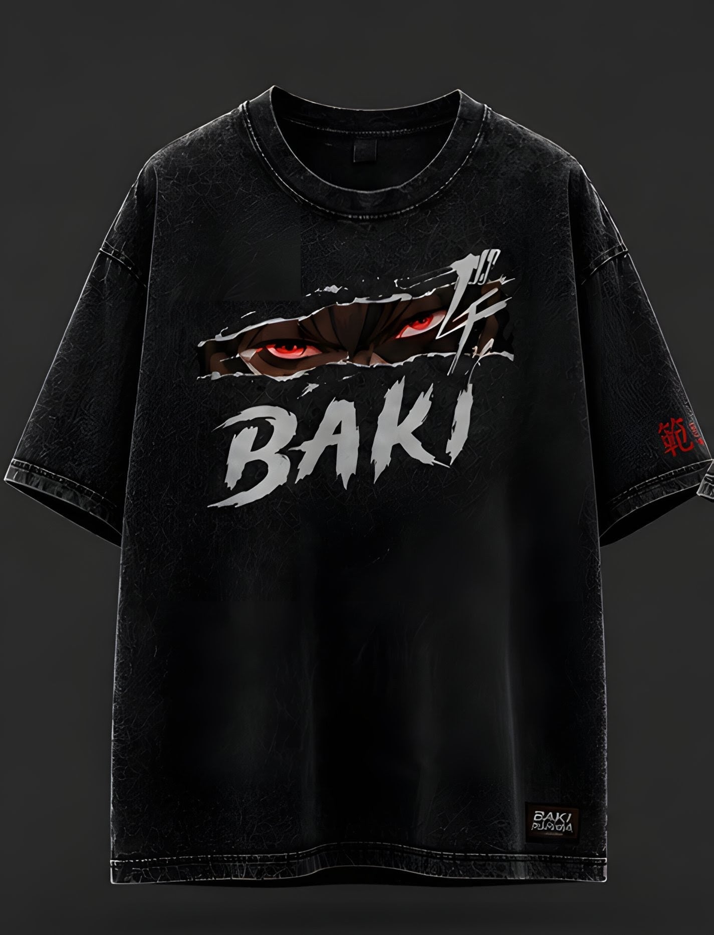 Baki Printed Oversized Black T-Shirt