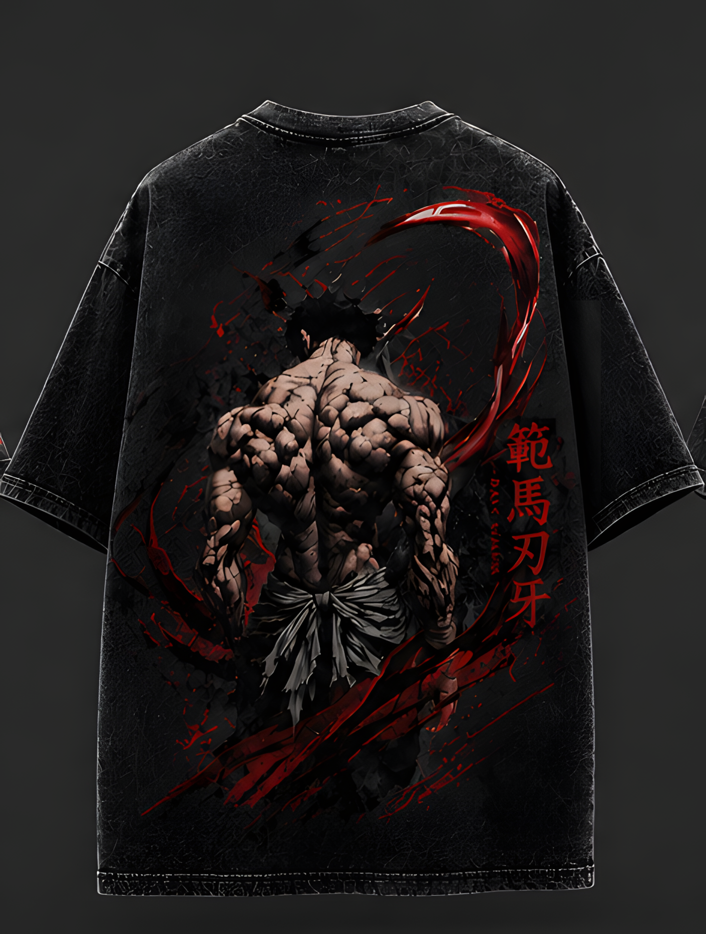 Baki Printed Oversized Black T-Shirt