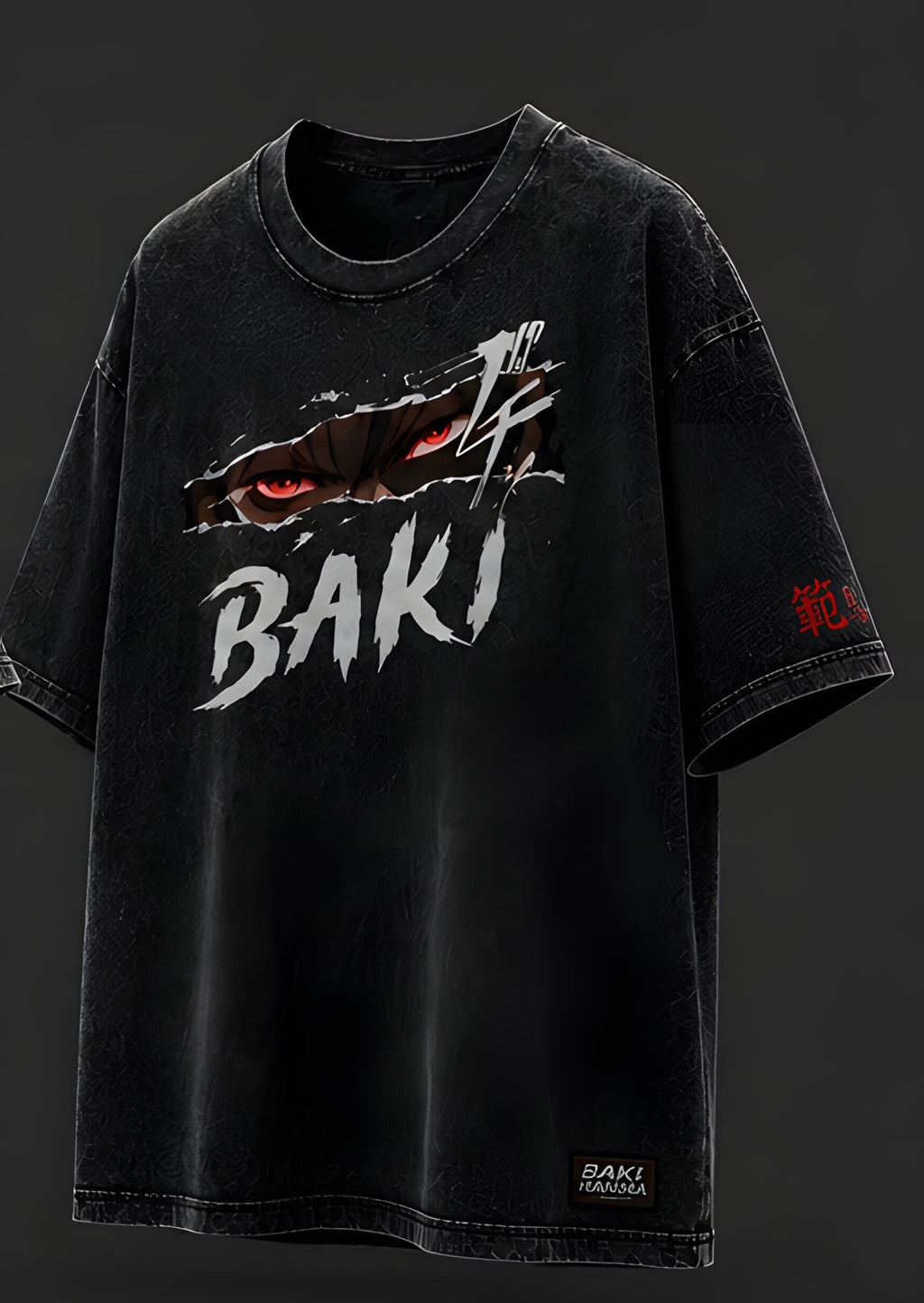 Baki Printed Oversized Black T-Shirt