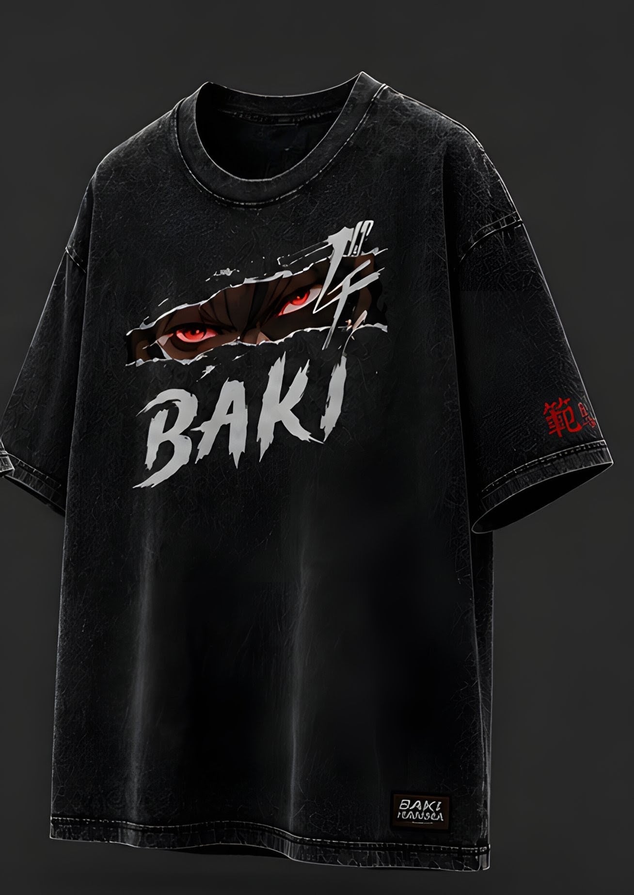Baki Printed Oversized Black T-Shirt