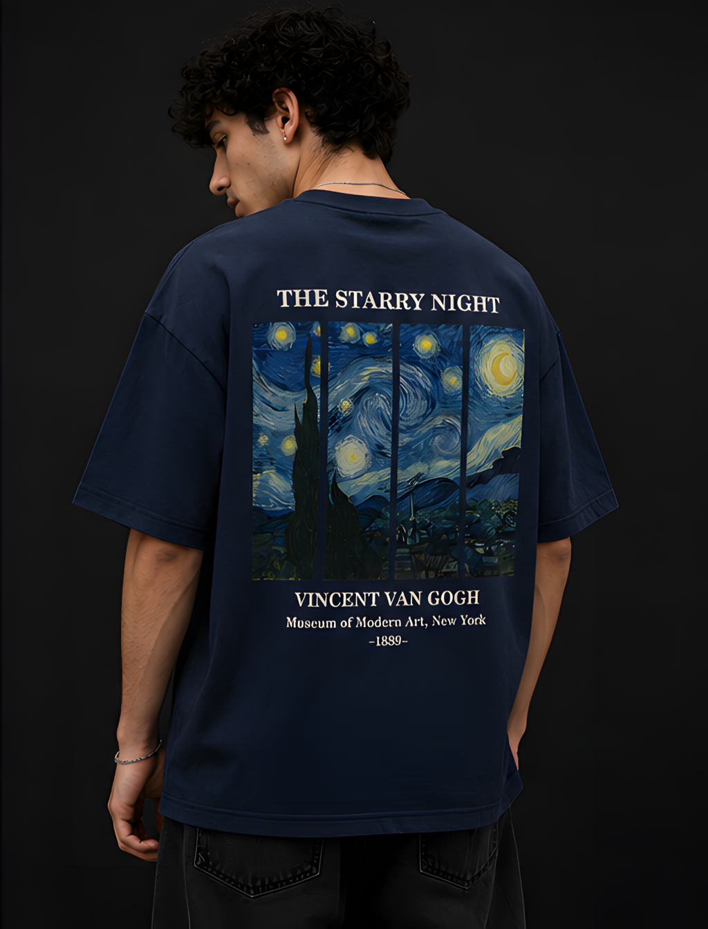 The Starry Night Oversized T-Shirt – Premium Graphic Tee by EQISTE
