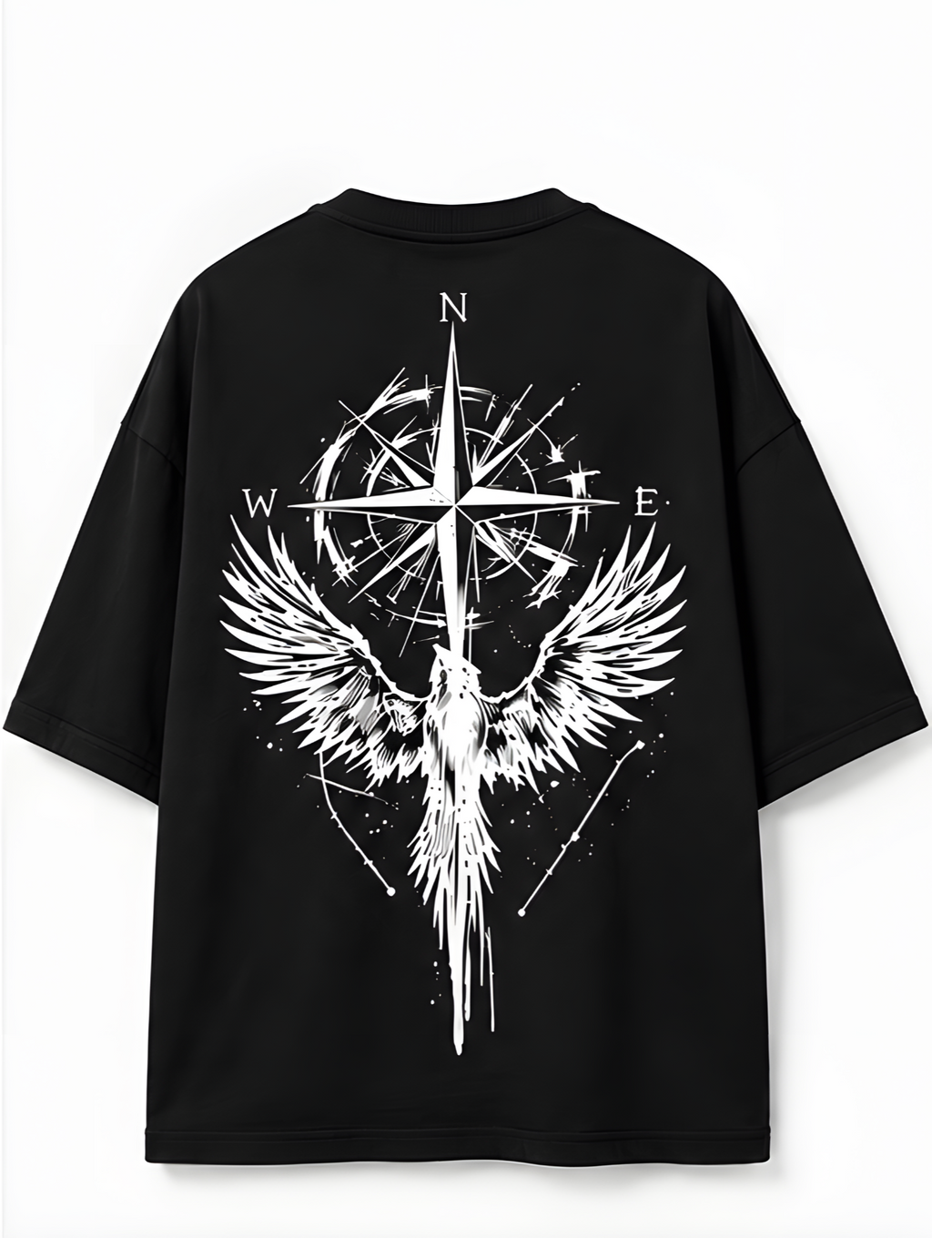 Compass Phoenix Back Print Oversized T-Shirt