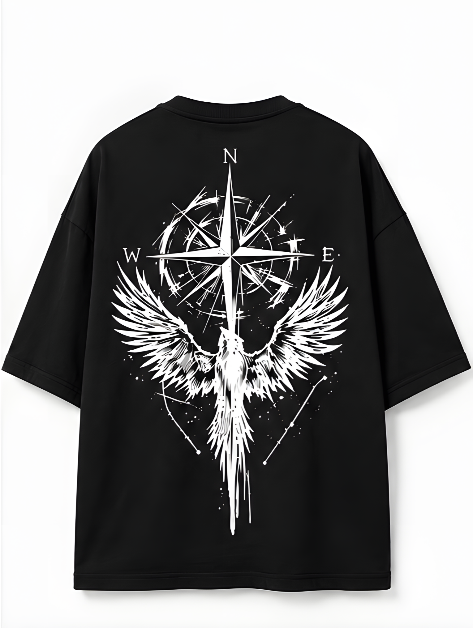 Compass Phoenix Back Print Oversized T-Shirt
