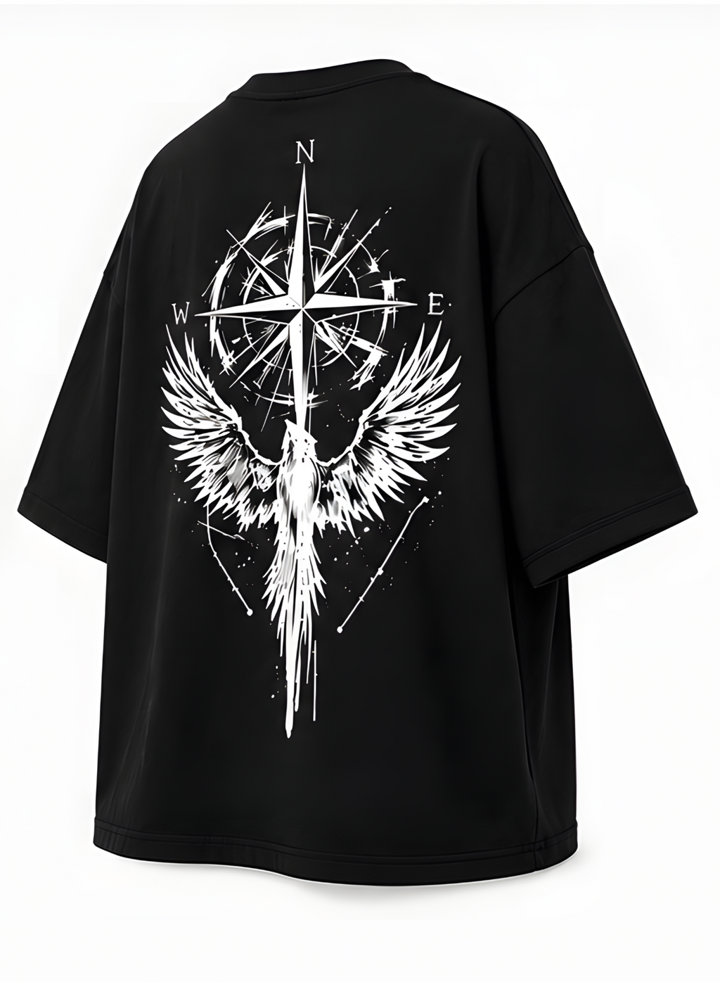 Compass Phoenix Back Print Oversized T-Shirt
