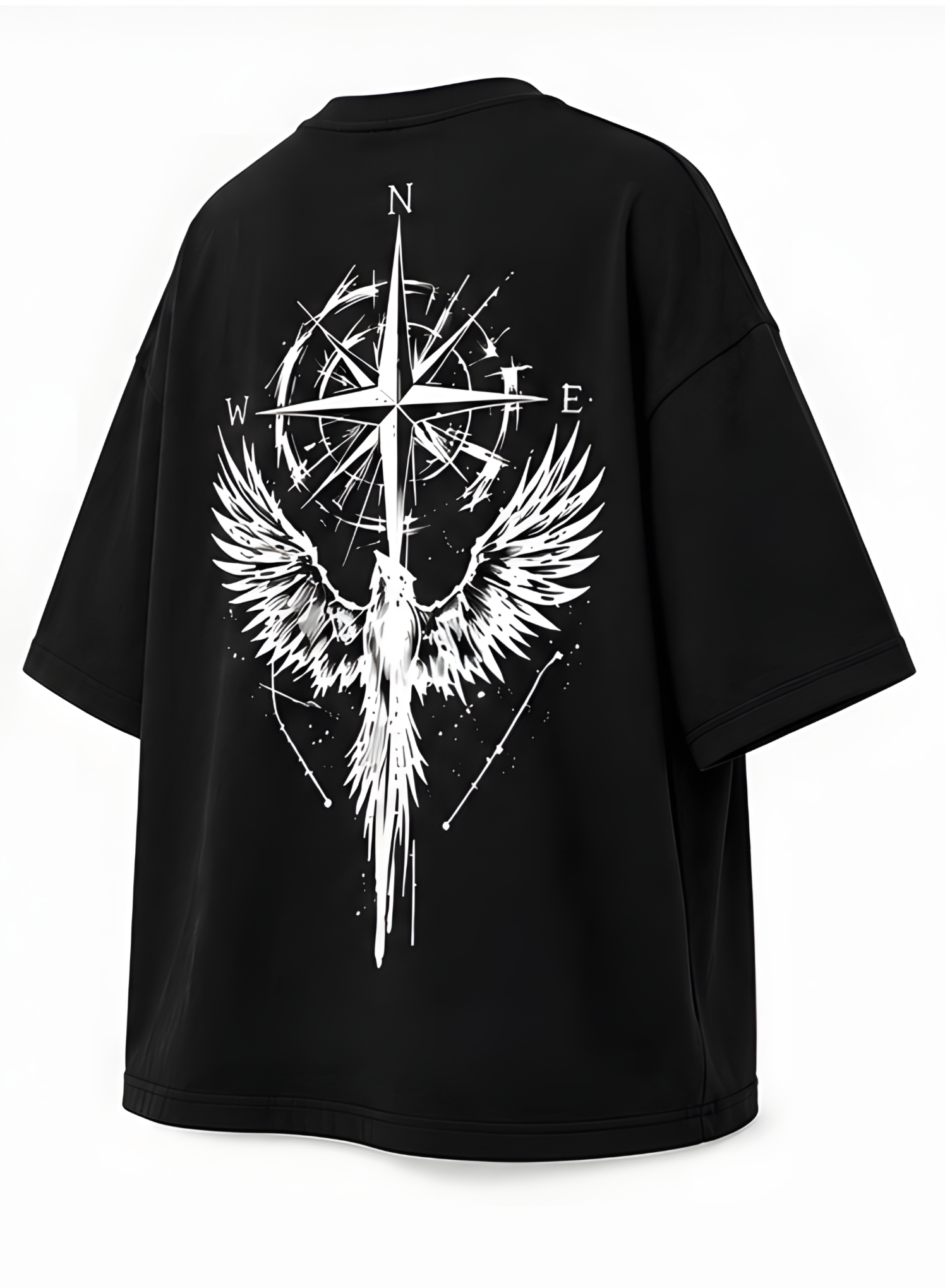 Compass Phoenix Back Print Oversized T-Shirt