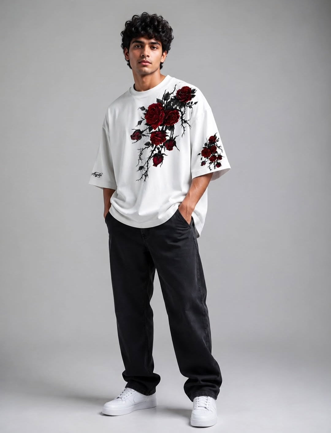 Rose White Oversized T-Shirt