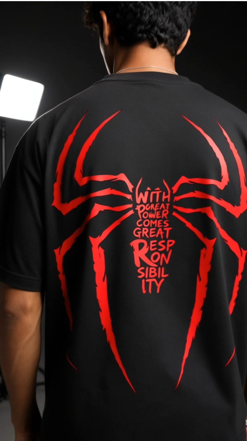 Spiderman Black Oversized T-shirt