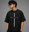 Believe Oversized Black T-Shirt