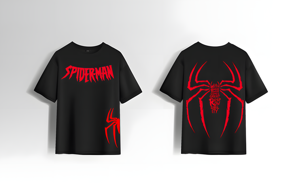 Spiderman Black Oversized T-shirt