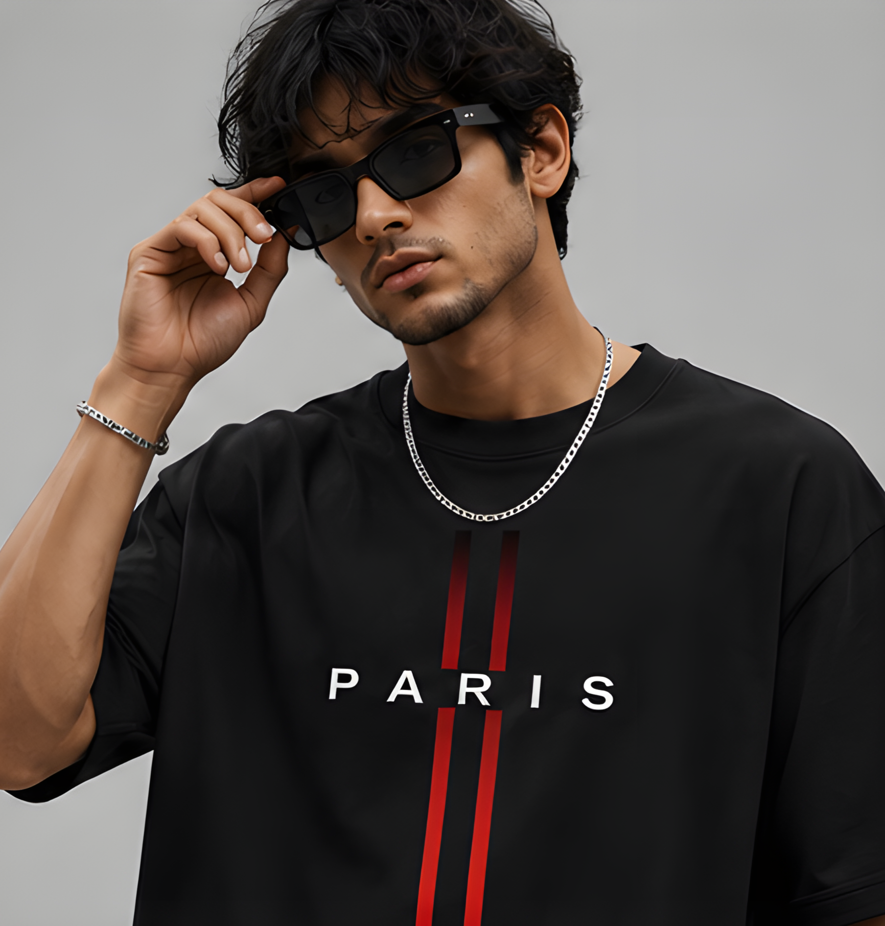 Paris Oversized Black T-Shirt