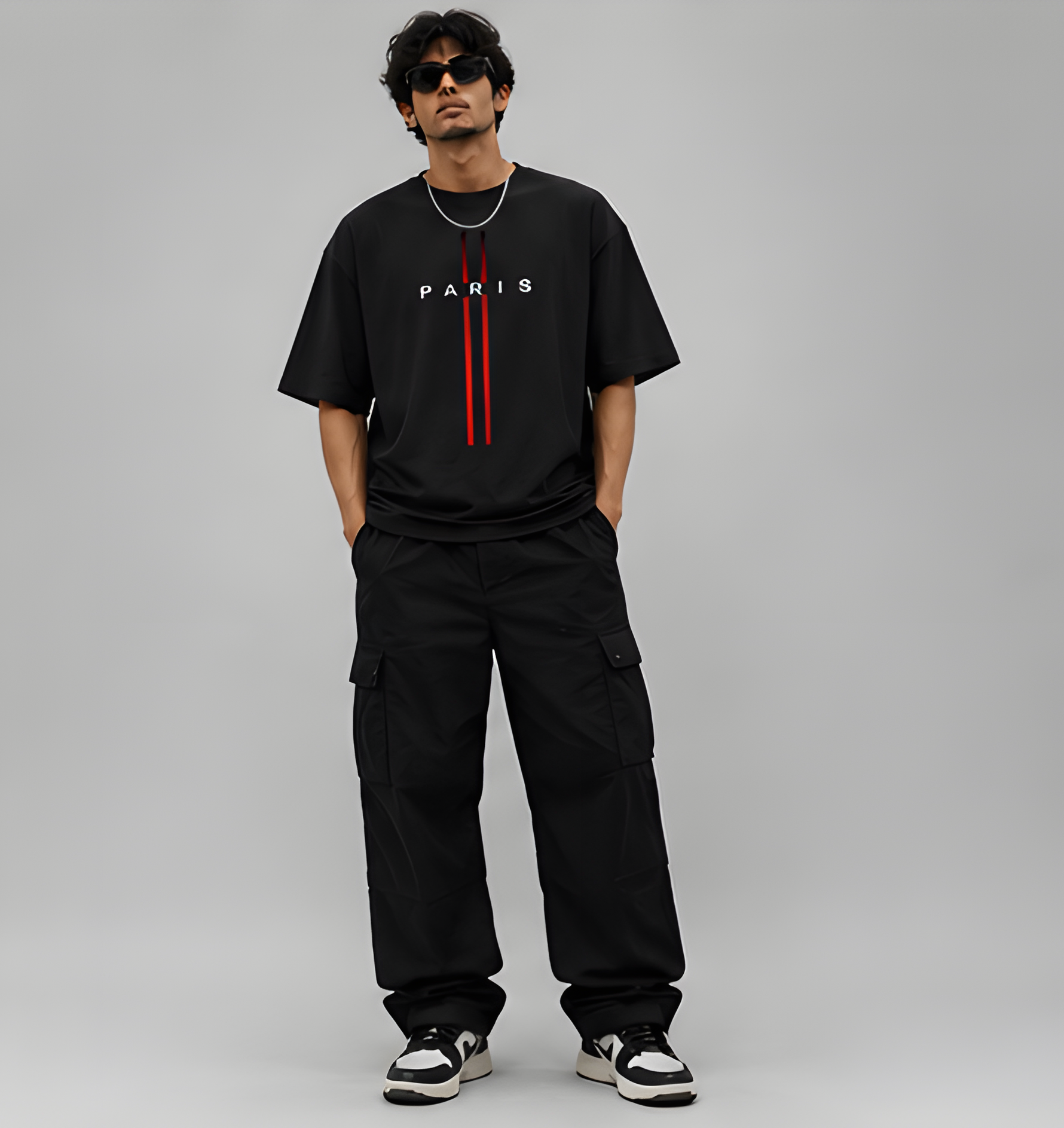 Paris Oversized Black T-Shirt